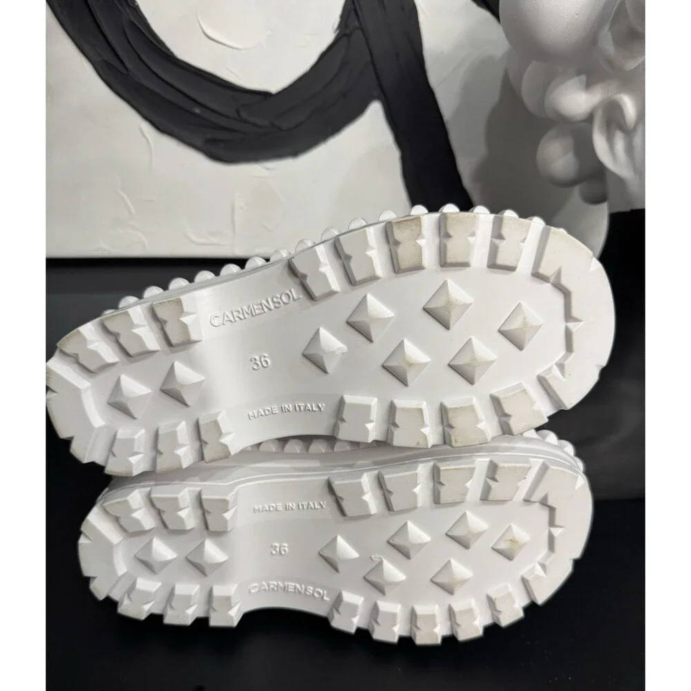 Carmen Sol Graziano Jelly Rain Boots Women's 36 US 6 White Studded BNWOT Vegan - Picture 5 of 6
